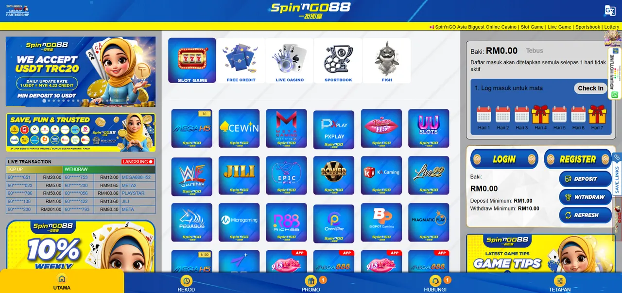 SPIN'NGO88 game lobby