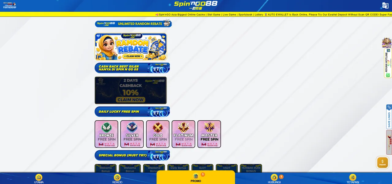 SPIN'NGO88 promotions & rebates